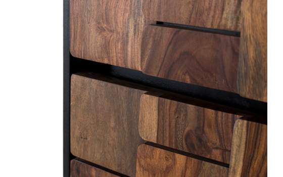 Comoda Dormitorio 3 Cajones Bicolor Negro Madera Mysore