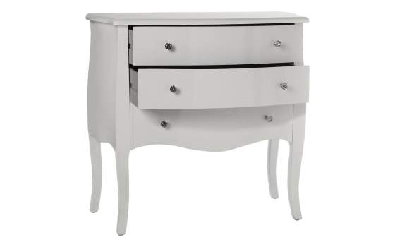 Comoda Dormitorio 3 Cajones Blanca Clasica Serie Acatts
