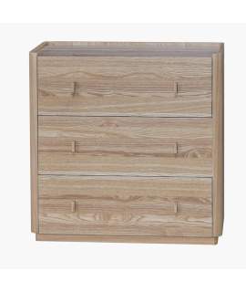 Comoda Dormitorio 3 Cajones Madera Fresno Natural Serie Nereide