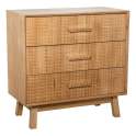 Comoda Dormitorio 3 Cajones Madera Natural Tallada Ardoll