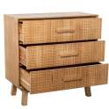 Comoda Dormitorio 3 Cajones Madera Natural Tallada Ardoll