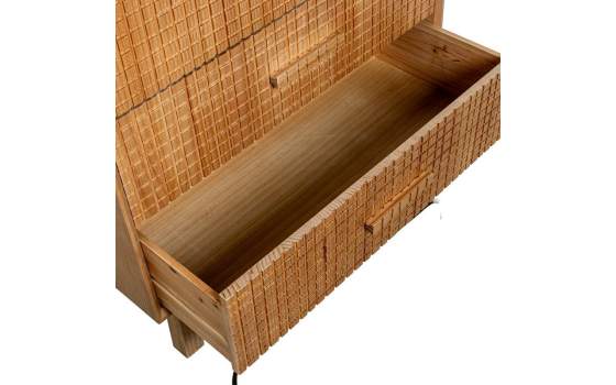 Comoda Dormitorio 3 Cajones Madera Natural Tallada Ardoll