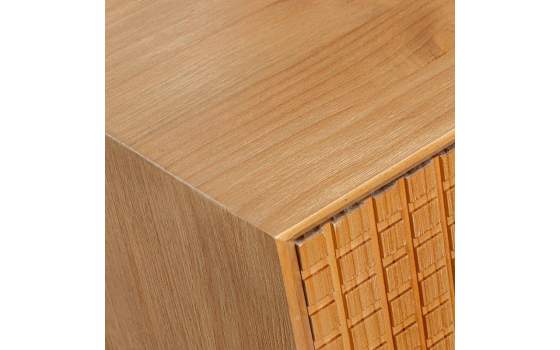 Comoda Dormitorio 3 Cajones Madera Natural Tallada Ardoll