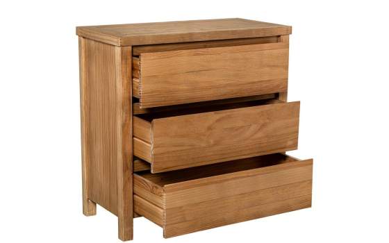 Comoda Dormitorio 3 Cajones Madera Pino Color Miel Arckel