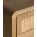 Comoda Dormitorio 3 Cajones Madera y Rejilla Ratan Doazit