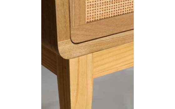 Comoda Dormitorio 3 Cajones Madera y Rejilla Ratan Doazit