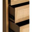 Comoda Dormitorio 3 Cajones Madera y Rejilla Ratan Doazit