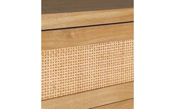 Comoda Dormitorio 3 Cajones Madera y Rejilla Ratan Doazit