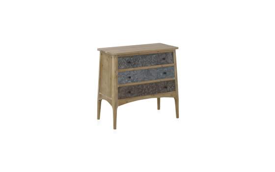 Comoda Dormitorio 3 Cajones tallados colores Serie Mediant