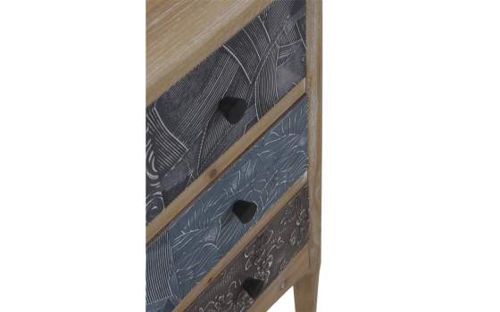Comoda Dormitorio 3 Cajones tallados colores Serie Mediant