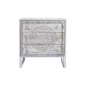 Comoda Dormitorio 3 Cajones Tallados en Blanco Decape Hanif