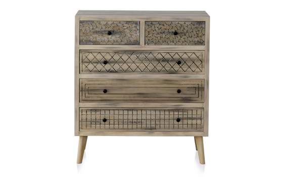 Comoda Dormitorio 5 Cajones Decorados Estilo Actual Alamos