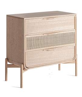 Comoda Dormitorio Actual 3 Cajones Madera Ratan Weurtz