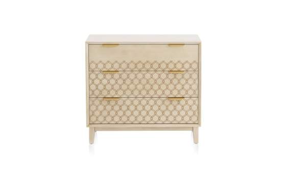 Comoda Dormitorio Actual 3 Cajones Roble Marfil Adresas