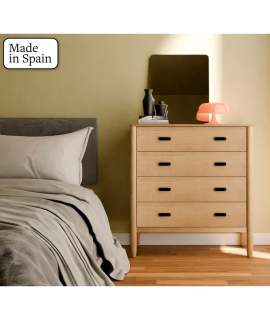 Comoda Dormitorio Actual 4 Cajones Color Roble Albada