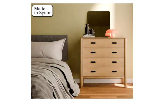 Comoda Dormitorio Actual 4 Cajones Color Roble Albada