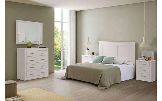Comoda Dormitorio Actual 5 Cajones Blanca Serie Dantany