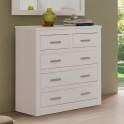 Comoda Dormitorio Actual 5 Cajones Blanca Serie Dantany