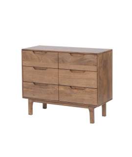 Comoda Dormitorio Actual 6 Cajones Color Nogal Claro Alort