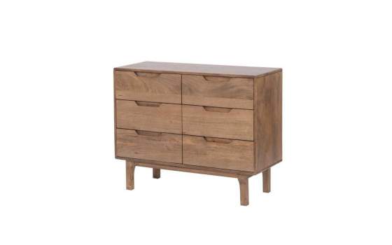 Comoda Dormitorio Actual 6 Cajones Color Nogal Claro Alort