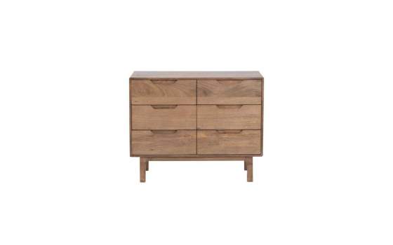 Comoda Dormitorio Actual 6 Cajones Color Nogal Claro Alort