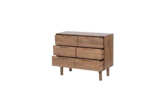 Comoda Dormitorio Actual 6 Cajones Color Nogal Claro Alort