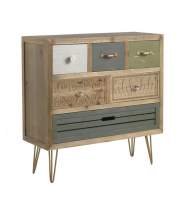Comoda Dormitorio Actual 6 Cajones Decorados Patas Metal Arreba
