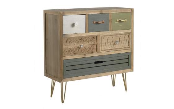 Comoda Dormitorio Actual 6 Cajones Decorados Patas Metal Arreba