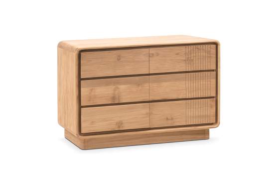 Comoda Dormitorio Actual 6 Cajones Teca Natural Serie Eyre