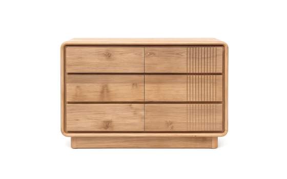 Comoda Dormitorio Actual 6 Cajones Teca Natural Serie Eyre