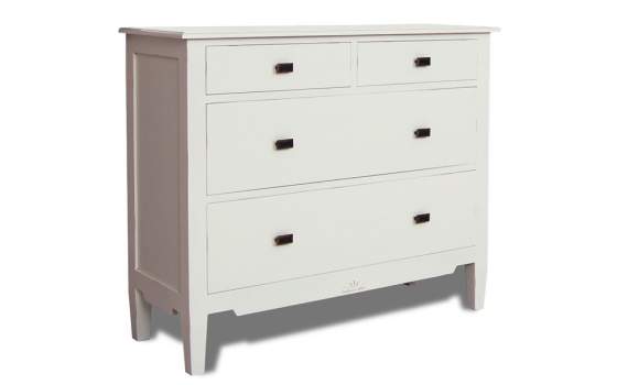 Comoda Dormitorio Blanca 4 Cajones  Vintage Monaco