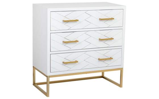 Comoda Dormitorio en Blanco 3 Cajones - Serie Alech
