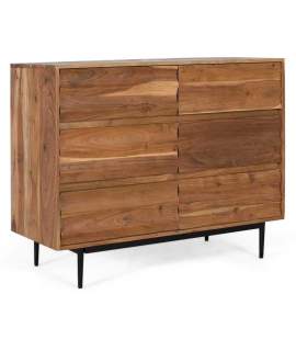 Comoda Dormitorio Industrial Acacia 6 Cajones - Serie Alicock
