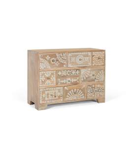 Comoda Dormitorio Madera Mango 10 Cajones Decorados Avriut
