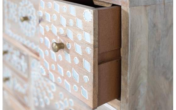Comoda Dormitorio Madera Mango 10 Cajones Decorados Avriut