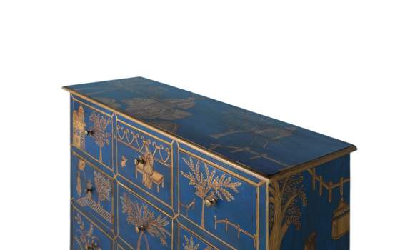 Comoda Dormitorio Oriental 9 Cajones Decorados Serie Arfian