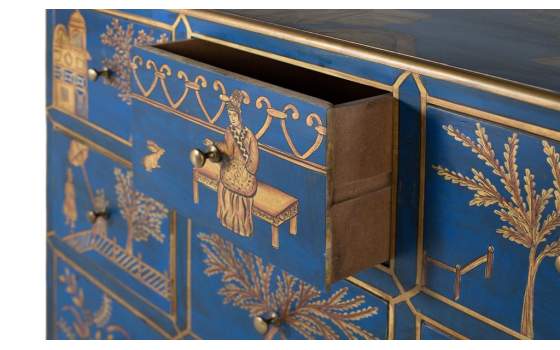 Comoda Dormitorio Oriental 9 Cajones Decorados Serie Arfian