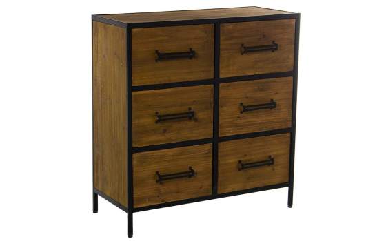 Comoda Dormitorio Rustica Industrial 6 Cajones Serie Faranta