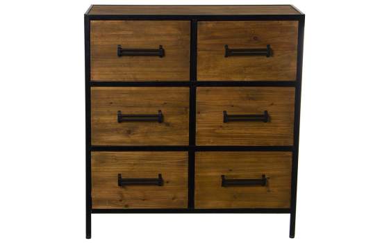 Comoda Dormitorio Rustica Industrial 6 Cajones Serie Faranta