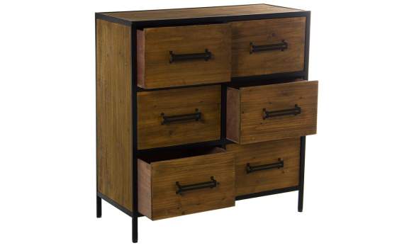 Comoda Dormitorio Rustica Industrial 6 Cajones Serie Faranta