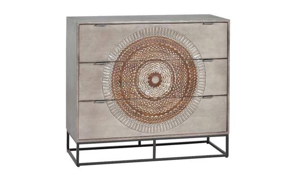 Comoda Etnica oriental 3 Cajones Serie Wood Mandala