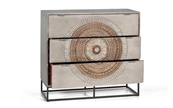 Comoda Etnica oriental 3 Cajones Serie Wood Mandala