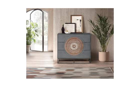 Comoda Etnica oriental 3 Cajones Serie Wood Mandala