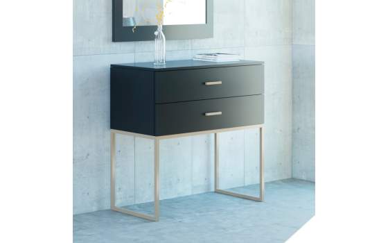 Comoda Madera Acero 2 Cajones Diseño Recto Sophia