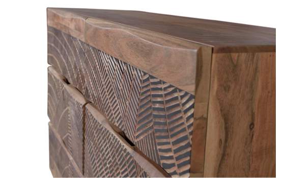 Comoda Madera Maciza Acacia 6 Cajones Labrados Serie Alvird