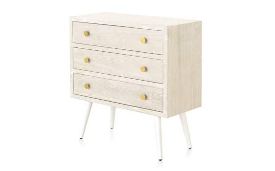 Comoda Moderna 3 Cajones Color Blanco Decape Abrezo