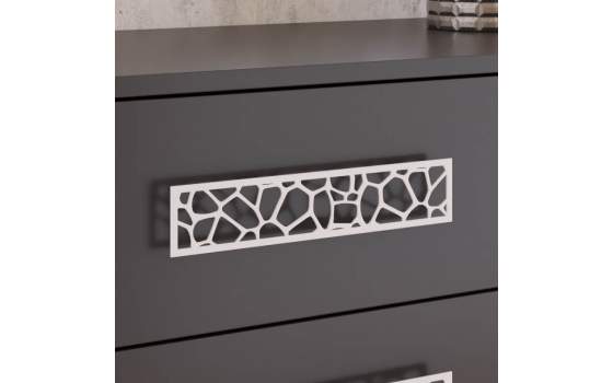 Comoda Moderna Acero Madera 2 Cajones Serie Noa