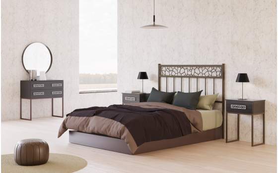 Comoda Moderna Acero Madera 2 Cajones Serie Noa