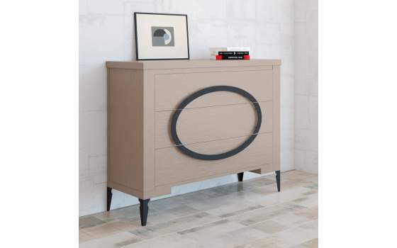 Comoda Moderna Madera 3 Cajones Tiradores Metal Serie Roma