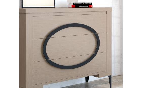 Comoda Moderna Madera 3 Cajones Tiradores Metal Serie Roma